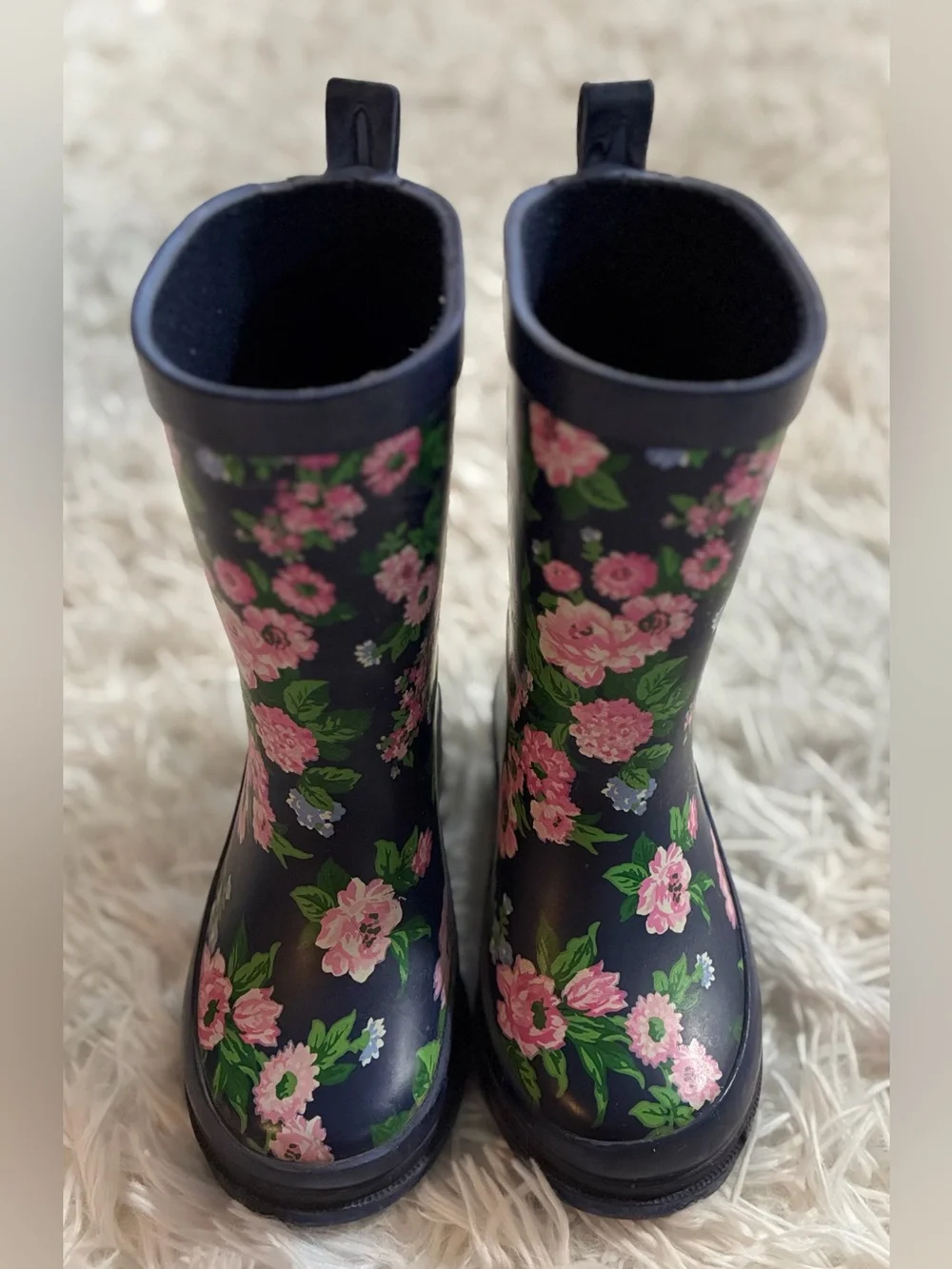 Janie & Jack Merchant Marine Floral Spring Rain Boot Navy Blue Toddler Girls 7